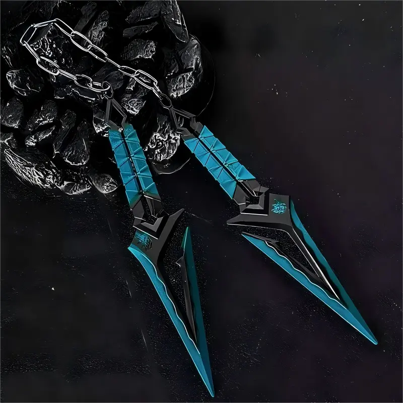 Cosplay Props - 16CM Dual-Blade Model Toy | Metal Material Decorative Ornament