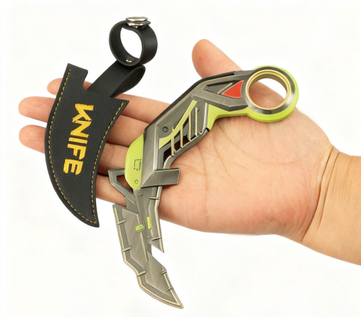 Valorant RGX Graphics Card Claw Knife Weighted Alloy Model, Leather Protective Case Version, Multi-Color Collectible Figure Toy