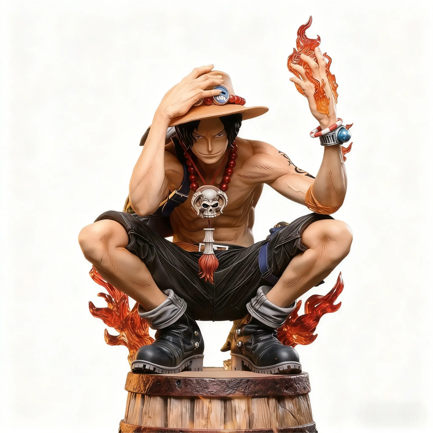 Role-playing props: Flame-themed seated GK model figurine (desktop collectible ornament)