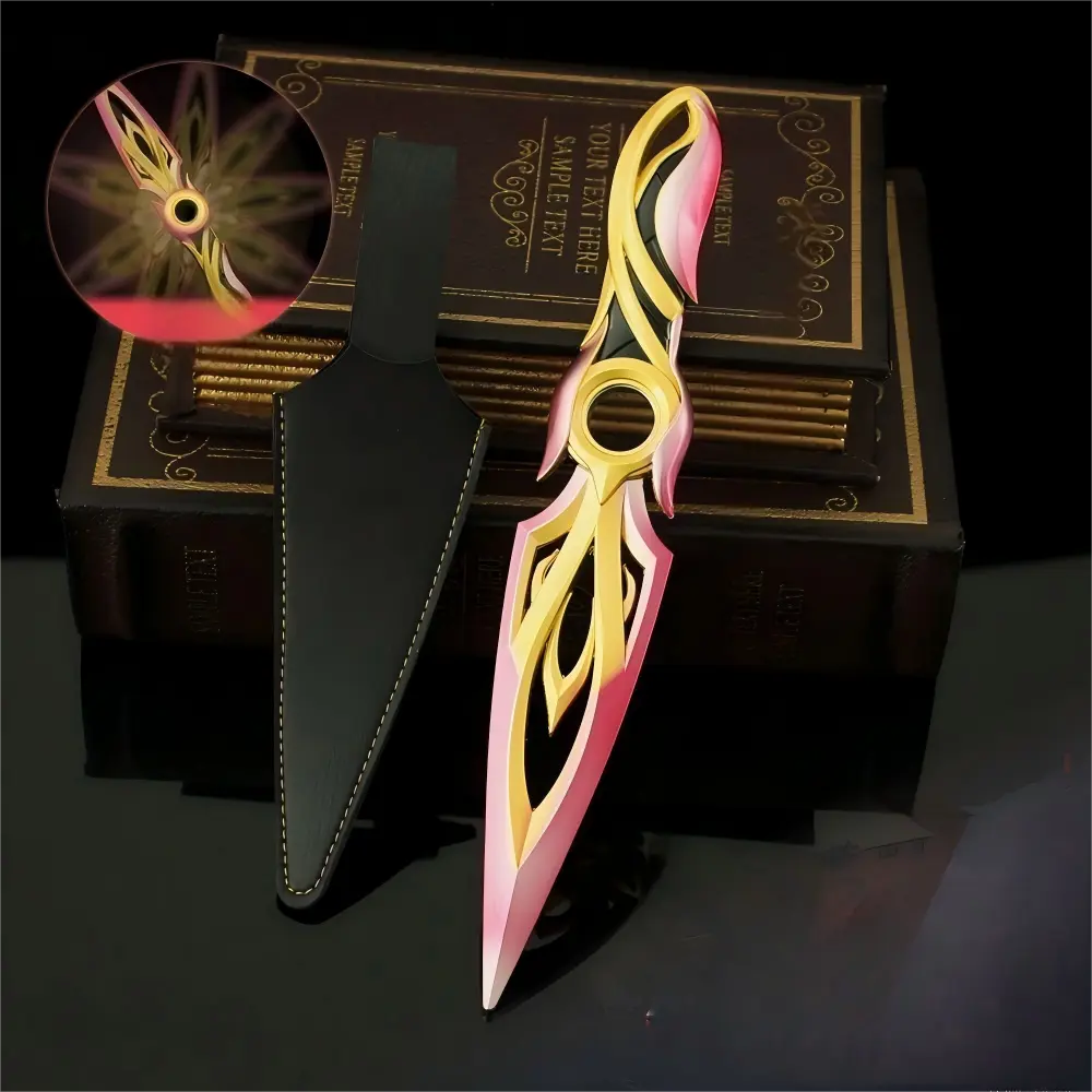 Valorant Peripheral Falling Petal Spinning Kunai Metal Model Zero Flower First Bloom Weapon Model with Sheath Non-Sharp