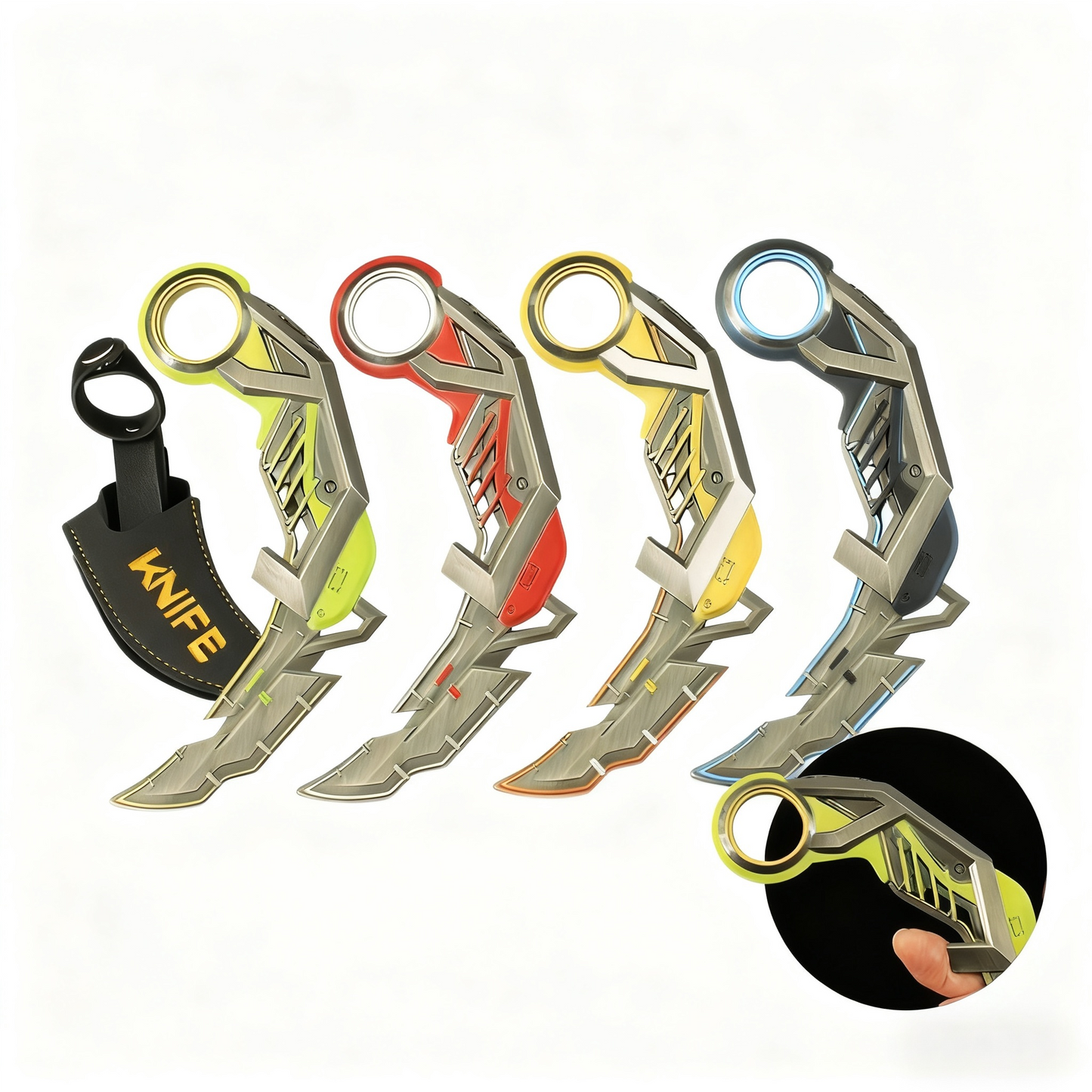 Valorant RGX Graphics Card Claw Knife Weighted Alloy Model, Leather Protective Case Version, Multi-Color Collectible Figure Toy